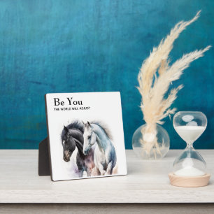 Be You Inspirational with Horses in Watercolor Plaque