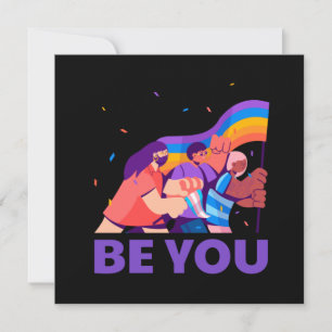 Be you. LGBT+Pride. Rainbow flag  Card