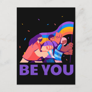 Be you. LGBT+Pride. Rainbow flag  Postcard