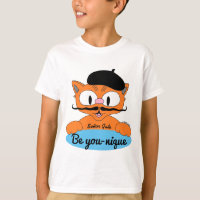 Be You-nique (Be unique) Cartoon Moustache cat Blu