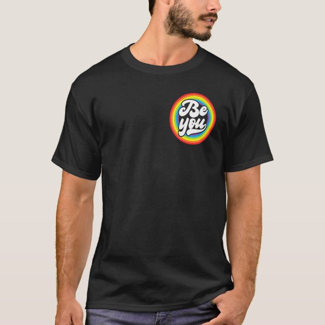 Be You Pocket Rainbow Support Gay Pride Ally LGBTQ T-Shirt (Front)