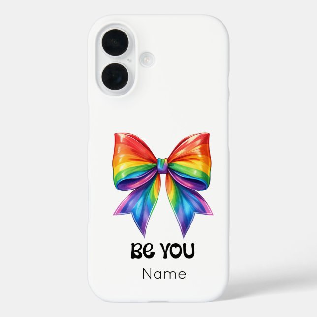 Be You Pride – Custom Name & Coquette Rainbow Bow Case-Mate iPhone Case (Back)