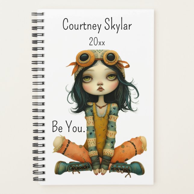 Be You Quirky Whimsical Woman, Change Name, Year Planner (Front)