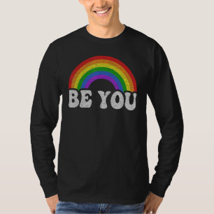 Be You Rainbow LGBT Flag Retro Galaxy LGBTQ Gay Pr T-Shirt