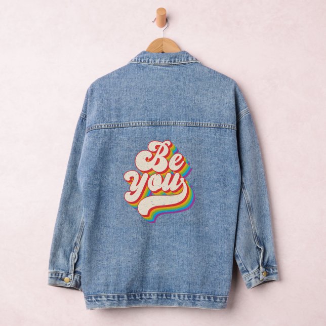 Be You Retro Pride Rainbow LGBTQ  Denim Jacket (Hangar)