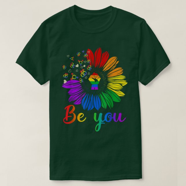 Be You Sunflower Pride LGBT Gay Lesbian Trans Bise T-Shirt (Design Front)