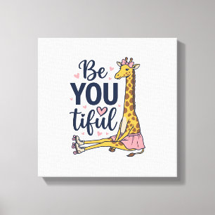 Be You Tiful Giraffe Roller Skate Vintage Shirt De Canvas Print