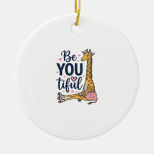 Be You Tiful Giraffe Roller Skate Vintage Shirt De Ceramic Tree Decoration