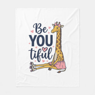 Be You Tiful Giraffe Roller Skate Vintage Shirt De Fleece Blanket
