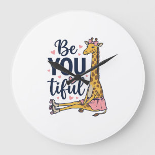 Be You Tiful Giraffe Roller Skate Vintage Shirt De Large Clock