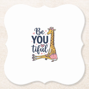 Be You Tiful Giraffe Roller Skate Vintage Shirt De Paper Coaster