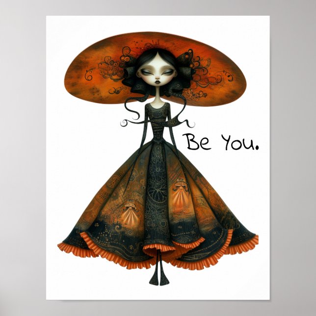 Be You. Whimsical Portrait of a Woman AI Artwork Poster (Front)