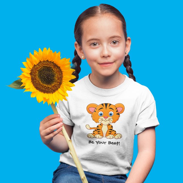 "Be Your Best!" Tiger Cartoon Personalised T-Shirt (Creator Uploaded)