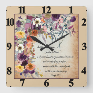 Be your guide, autumn floral mix square wall clock