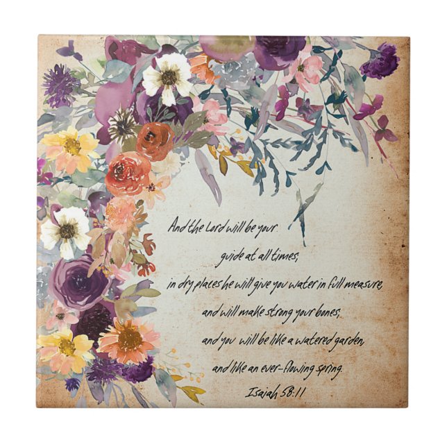 Be your guide, autumn floral mix   tile (Front)