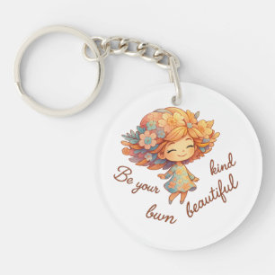 Be Your Own Kind of Beautiful – Cute Floral Girl K Key Ring