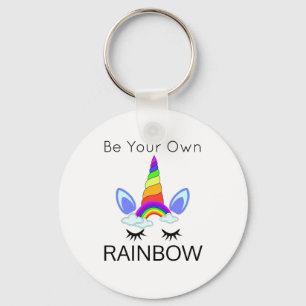 Be Your Own Rainbow Button Keychain