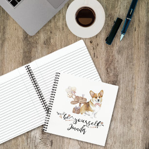 Be yourself Cute Watercolor Corgi puppy Notebook