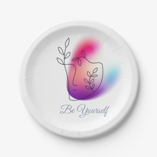Be Yourself" Design 7" Round Paper Plate  (Front)