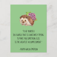 Be Yourself Emerson Quote with Hedgehog