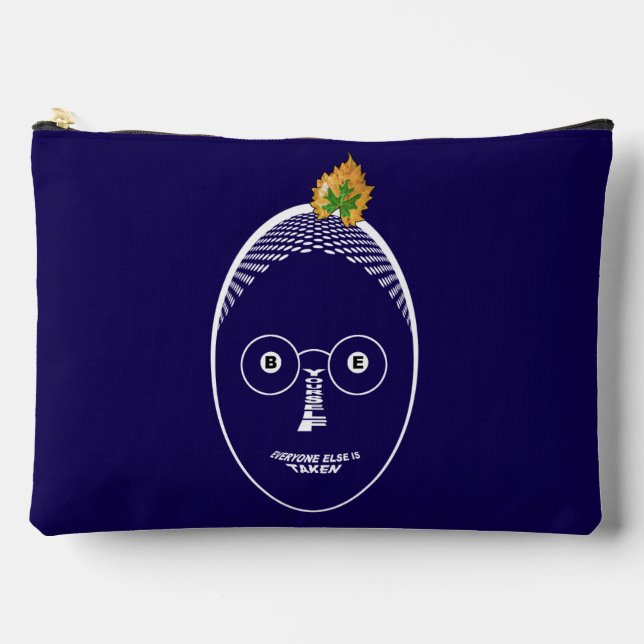 Be Yourself Face, White Ink Accessory Pouch (Front)