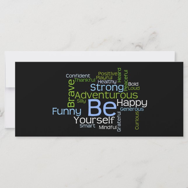 BE Yourself Inspirational Word Cloud Bookmark (Front)