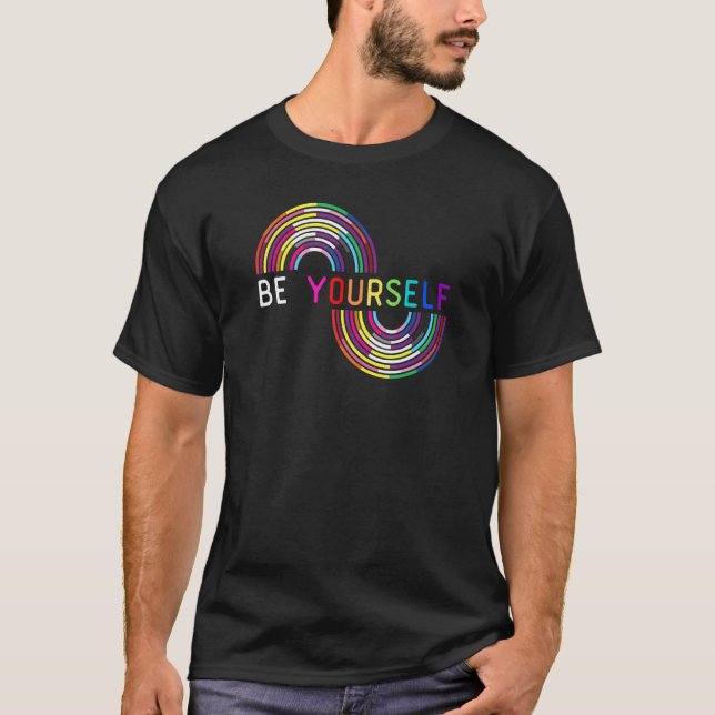 Be Yourself LGBTQ Rainbow Flag  LGBTQIA+ Pride Mon T-Shirt (Front)