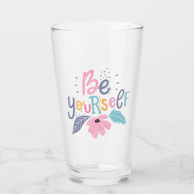 Be Yourself | Pastel Flowers Glass (Front)