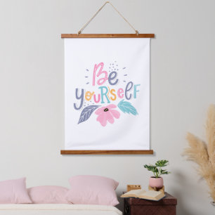 Be Yourself Pastel Flowers Hanging Tapestry