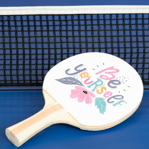 Be Yourself Pastel Flowers Ping Pong Paddle