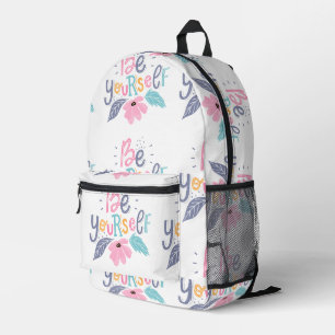 Be Yourself   Pastel Flowers Printed Backpack