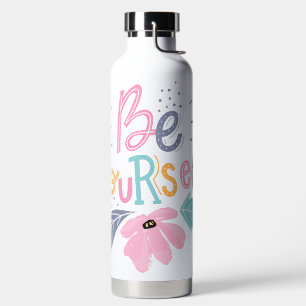 Be Yourself Pastel Flowers Water Bottle