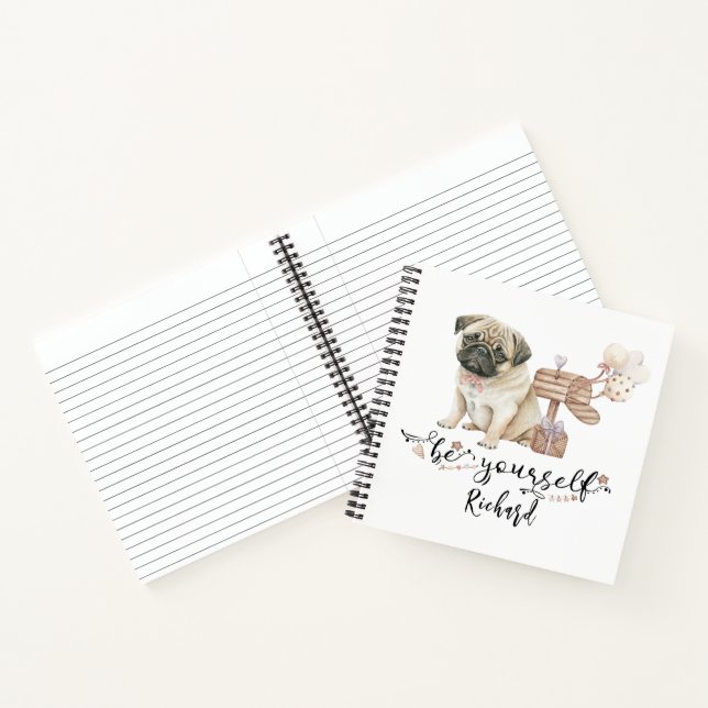 Be Yourself Personalised Pug Puppy Notebook (Inside)