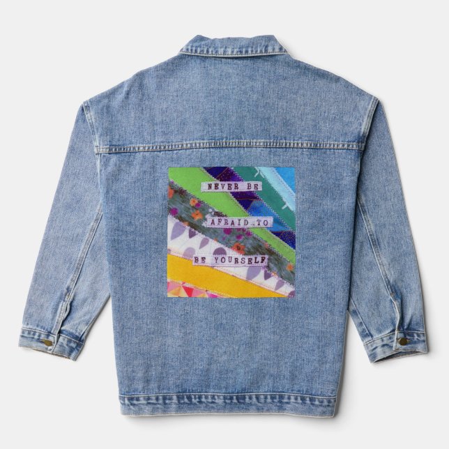 Be yourself positive quote denim jacket (Back)