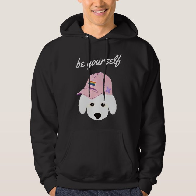 Be Yourself Rainbow Hat Poodle Hoodie (Front)