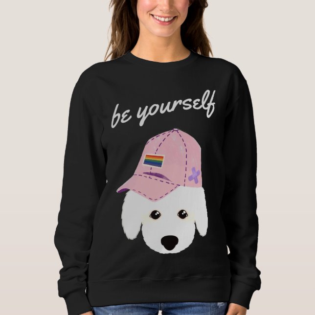 Be Yourself Rainbow Hat Poodle Sweatshirt (Front)