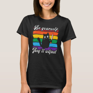 Be Yourself They'll Adjust Lgbt Pride  Cat With Kn T-Shirt