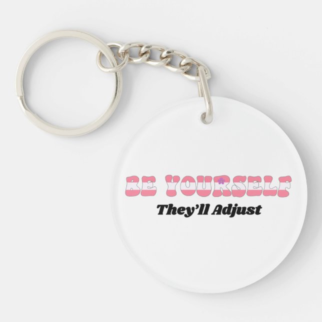 Be Yourself They'll Adjust Sapphic Flag Colours  Key Ring (Front)