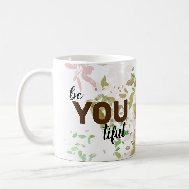 Be Youtiful Floral pink  Coffee Mug (Left)