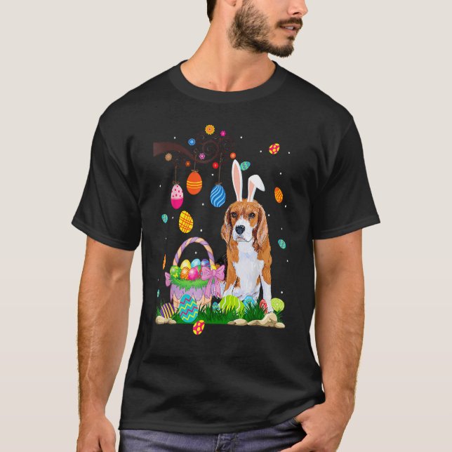 Bea Gle Dog Ear Easter Eggs Funny Easter Day T-Shirt (Front)