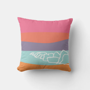 Beach 感恩 Throw Pillow with Solid Melon Back