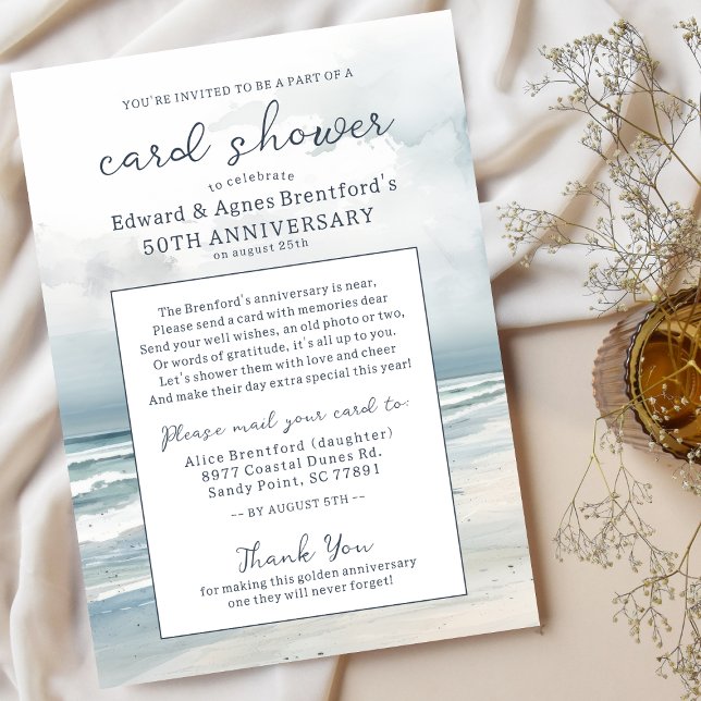 Beach 50th Anniversary Card Shower Invitation (Creator Uploaded)