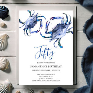 Beach 50th Birthday  Invitations Crab Boil