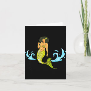 Beach a mermaid funny black mermaids women girls card