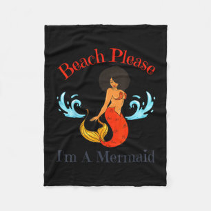 Beach a mermaid funny black mermaids women girls fleece blanket