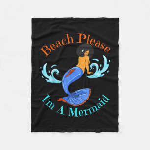 Beach a mermaid funny black mermaids women girls fleece blanket