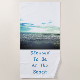 Beach Abstract Photo Template Typography Blue Whit Towel