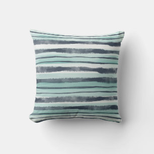 Beach Abstract Watercolor Navy Blue And Aqua Cushion