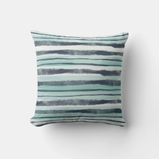Beach Abstract Watercolor Navy Blue And Aqua Cushion