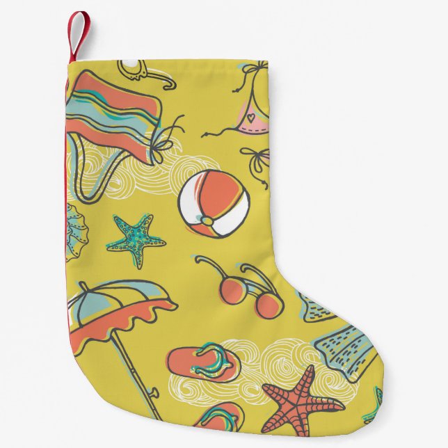 beach accessories. seamless pattern small christmas stocking (Front)